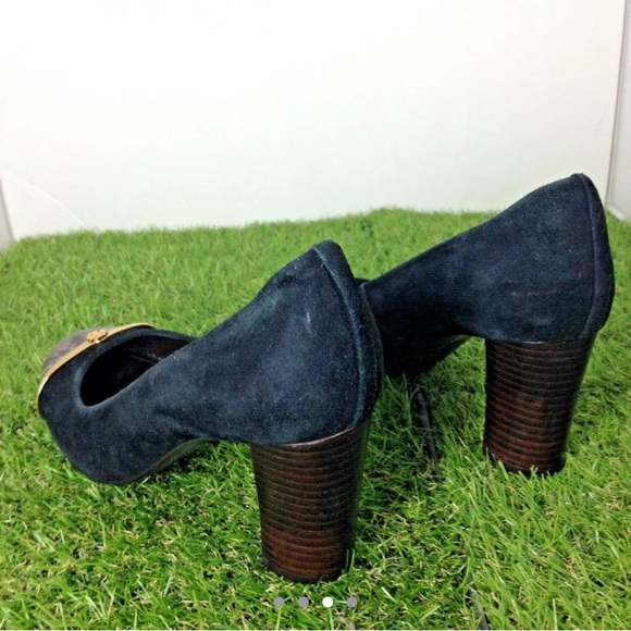 TORY BURCH Black Pacey Snake Pump Block Heels 6.5 - Picture 3 of 4